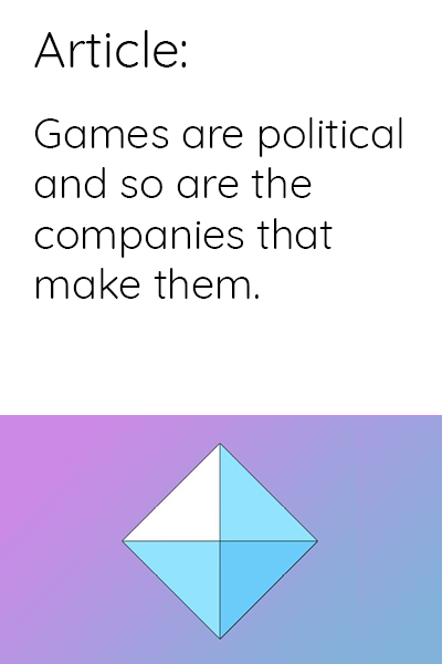 Article: 'Games are political, so are the companies that make them' Frontpage Graphic