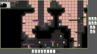 platforming level in which the playable cat explores a valley. Including UI.