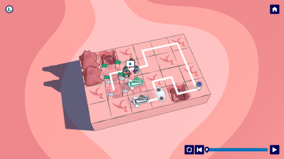 Lategame level featuring 2 ships, volatile tiles, an allie, wings, ressources and a village.