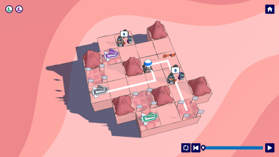 Lategame level featuring 2 ships, volatile tiles, an allie, a key, ressources and villages.